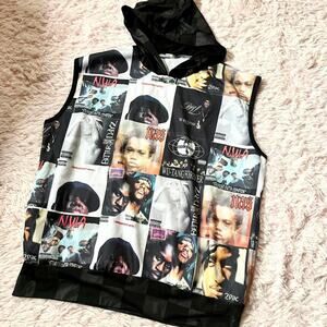 HipHop Sleeveless Hooded Tank Vintage Style Album Art 2Pac NWA Nas Wu-Tang Clan
